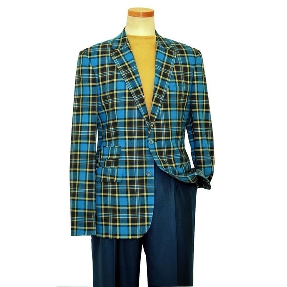 Biarelli Men’s Sport Jacket Blazer Plaid Italian Wool Blend Size Medium - Picture 11 of 11